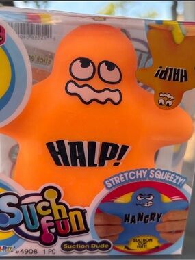 Ja-Ru Stretchy Squeeze Suction Dude - Orange HALP!